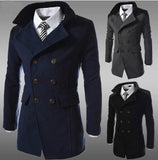 long trench good quality double breasted wool overcoat