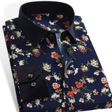 Floral Print Men Shirts | Slim Men Flower Printing Dress | Long Sleeve Mens Casual Shirt