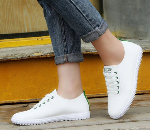 Vulcanized Shoes Lace Up Round Toe Casual Women Shoes