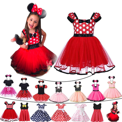 Baby Girl Mickey Clothes Child Frock | Toddler Polka Kid | Party Tulle Dress | Little girl dress