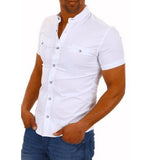 SHUJIN Men Casual Solid Shirts