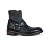 Wedge Leather Denim Banquet Harness Boots
