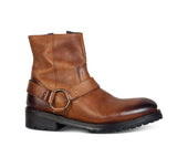 Wedge Leather Denim Banquet Harness Boots