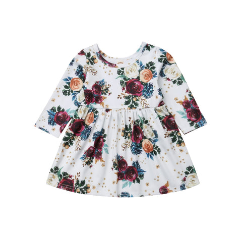 Toddler Baby Girls Floral Dress | Tutu Mini Dresses | Autumn Long Sleeve Dress
