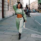 Female Suit| Short Sweatshirts| Sweatpants Set| Solid Tracksuit| Oversized Sweatshirt|