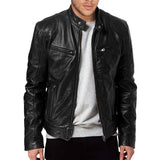 NEW Fashion Men's Stand Collar Coats Leather Biker Jackets