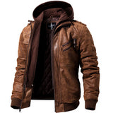 Motorcycle Removable Hood winter Genuine Leather Jackets