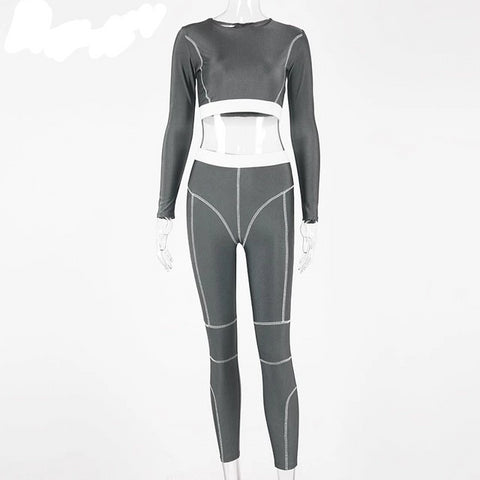 Workout 2 Piece Sets Long Sleeve Top And Leggings Set