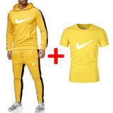 Sporting Suit Hoodies+Sweatpants+T shirts 3 Pieces Sets Slim Tracksuit