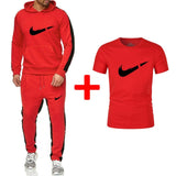 Sporting Suit Hoodies+Sweatpants+T shirts 3 Pieces Sets Slim Tracksuit