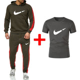 Sporting Suit Hoodies+Sweatpants+T shirts 3 Pieces Sets Slim Tracksuit