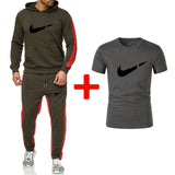 Sporting Suit Hoodies+Sweatpants+T shirts 3 Pieces Sets Slim Tracksuit