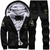 Causal Tracksuits Men Set hooded Thicken Fleece Hoodies