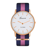 Fashion Casual Multicolor Nylon Cloth Watchband Wristwatch