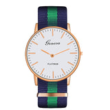 Fashion Casual Multicolor Nylon Cloth Watchband Wristwatch