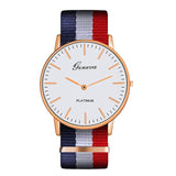 Fashion Casual Multicolor Nylon Cloth Watchband Wristwatch