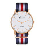Fashion Casual Multicolor Nylon Cloth Watchband Wristwatch