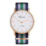 Fashion Casual Multicolor Nylon Cloth Watchband Wristwatch