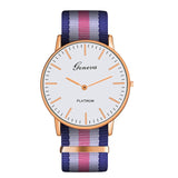 Fashion Casual Multicolor Nylon Cloth Watchband Wristwatch