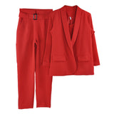 Taotrees Women's Solid Color Blazer Pant Suits Office Lady Jacket and Sling Tops and Trouser Workwear Three Piece Sets