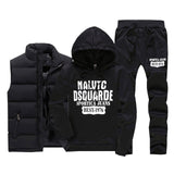 Thicken Warm Tracksuit Men 3 Pieces Fur Hooded Fleece Tracksuit