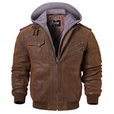 Motorcycle Removable Hood winter Genuine Leather Jackets