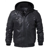 Motorcycle Removable Hood winter Genuine Leather Jackets