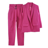 Buttonless Slim Blazer Camis Tops and Pant
