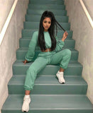 Female Suit| Short Sweatshirts| Sweatpants Set| Solid Tracksuit| Oversized Sweatshirt|