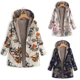 Winter Coat Loose Floral Print Hooded Outwear Coats | Stylish Coats