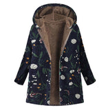 Winter Coat Loose Floral Print Hooded Outwear Coats | Stylish Coats