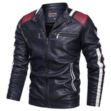 Men's Leather Jacket Casual Fashion Stand Collar Motorcycle Jacket