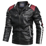 Men's Leather Jacket Casual Fashion Stand Collar Motorcycle Jacket
