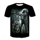 New Printed Motorcycle Skull T-shirt