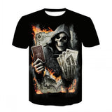 New Printed Motorcycle Skull T-shirt