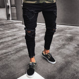 Zipper Bottom| Straight Denim| Pencil Pants |Ripped Jeans| Men Jeans|