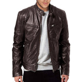 NEW Fashion Men's Stand Collar Coats Leather Biker Jackets