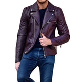 NEW Fashion Men's Stand Collar Coats Leather Biker Jackets
