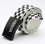 Black White Plaid Canvas Belt
