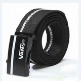 Black White Plaid Canvas Belt