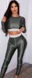 Workout 2 Piece Sets Long Sleeve Top And Leggings Set