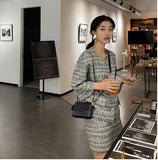 Women Short Jacket Wool Coat+Bodycon Pencil Skirt Suit sets