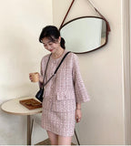 Women Short Jacket Wool Coat+Bodycon Pencil Skirt Suit sets