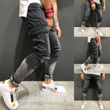 Distressed Jeans| Pockets Jeans| Pencil Pants |Hip Hop Pants |Pencil Denim Jeans|