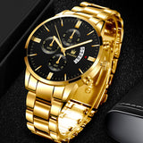Men Luxury Business Golden Stainless Steel Band Mens Watches