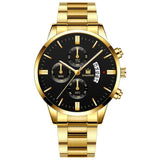 Men Luxury Business Golden Stainless Steel Band Mens Watches