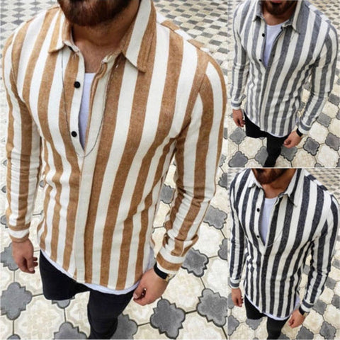 Men's Luxury Long Sleeve Stripped Shirt | Casual Slim Fit Dress Shirt