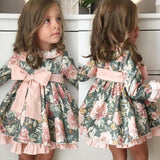 Girl Flower Long Sleeve Bow Tutu Dress | Princess Party Dresses | Toddler Kid Dress
