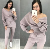 Two Piece Set| Tracksuit For Women| V-Neck Cross Sweatshirt| Knit Pants |Women dresses|