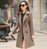 Office Ladies Wool Double Breasted Elegant Long Sleeve Jacket